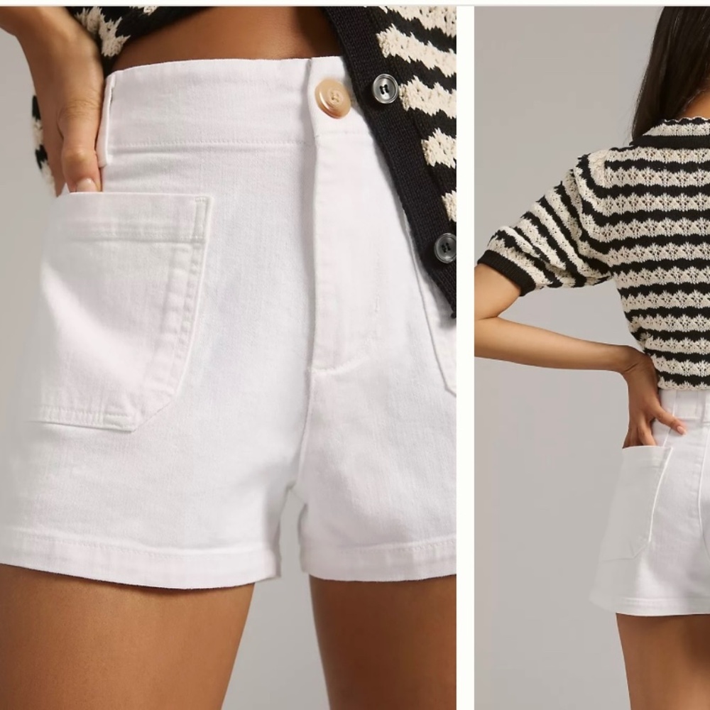 Anthropologie Mauve Colette Shorts in white denim, brand new, size 32